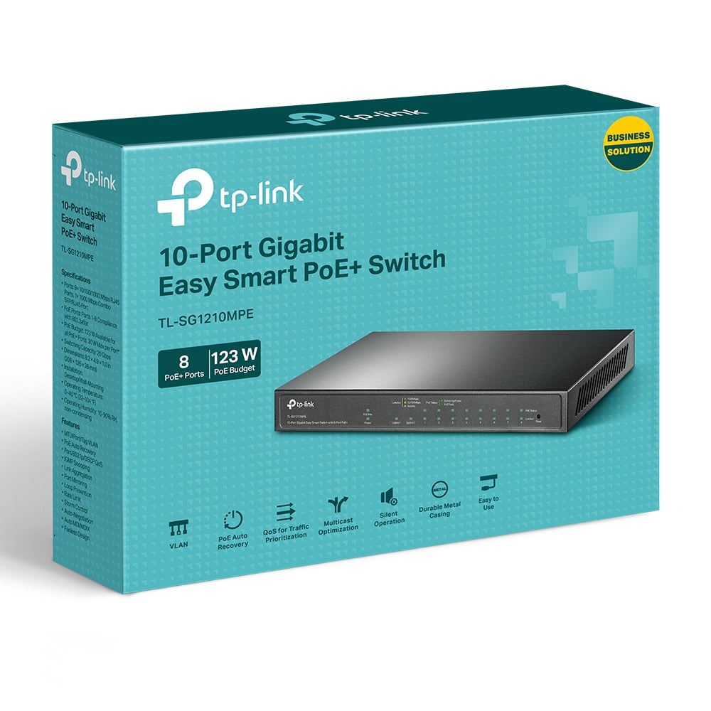 TP-Link 10-Port Gigabit Easy Smart Switch with 8-Port PoE+ (TL-SG1210MPE)