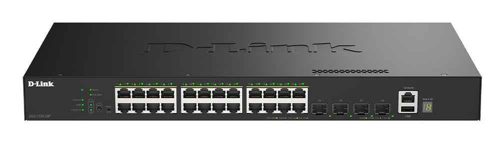 D-Link 28-Port Gigabit Stackable PoE+ Smart Managed Switch with 4 x 10G SFP+ Ports (DGS-1530-28P/E)