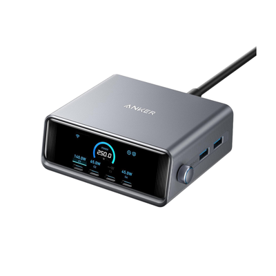 ANKER Prime 250W GaN stoni brzi punjač, 6-portova (4x USB-C, 2x USB-A) srebrni
