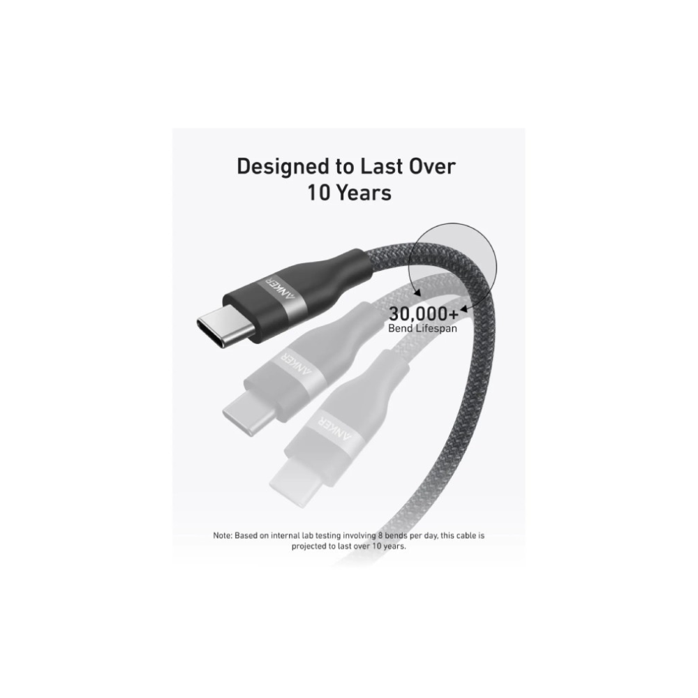 ANKER USB tip-C kabl M/M 1.8m, za Super brzo punjenje 240W/480Mbps, pleteni, crni