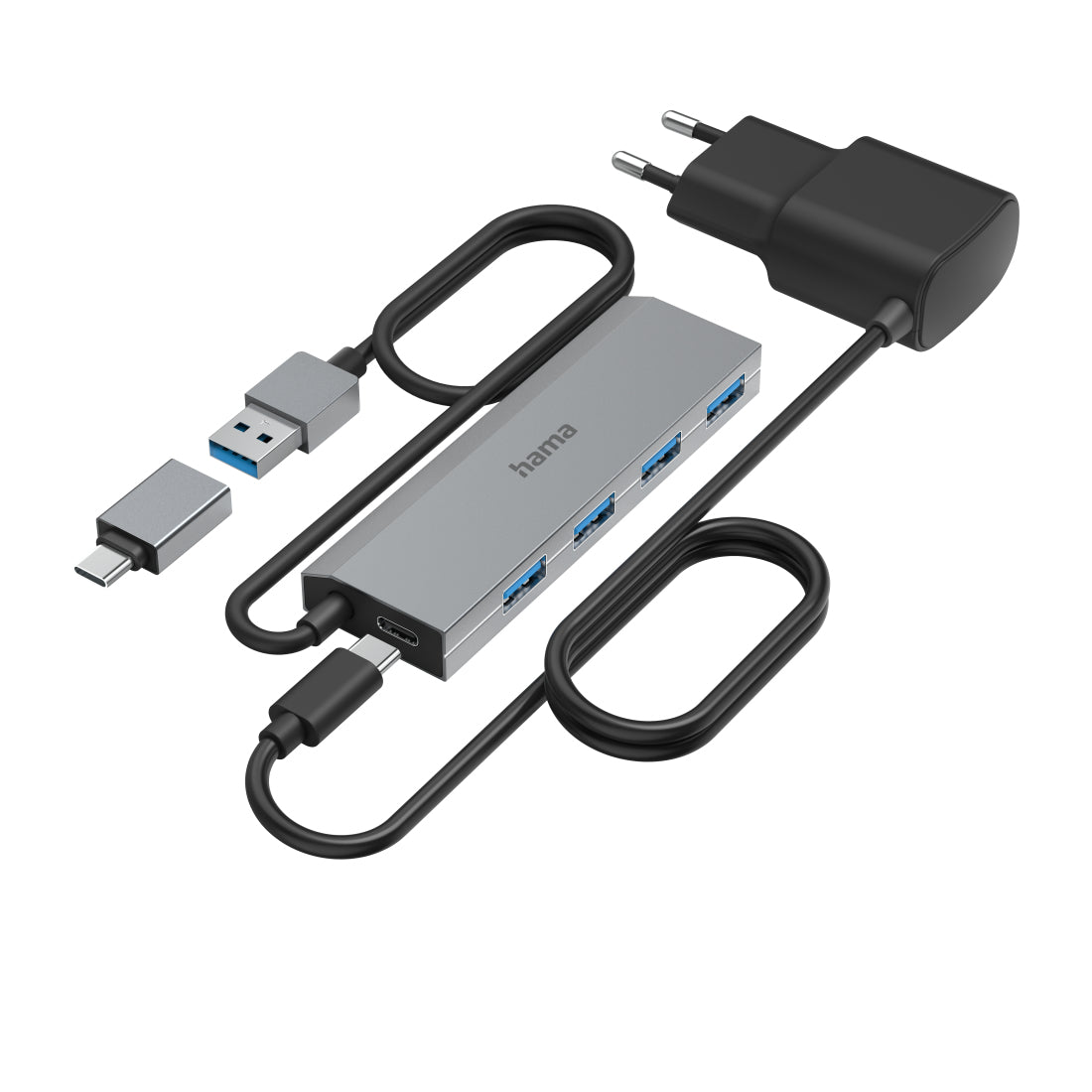 Hama 00200138 interface hub USB 3.2 Gen 1 (3.1 Gen 1) Type-A + Type-C 5000 Mbit/s Anthracite, Grey