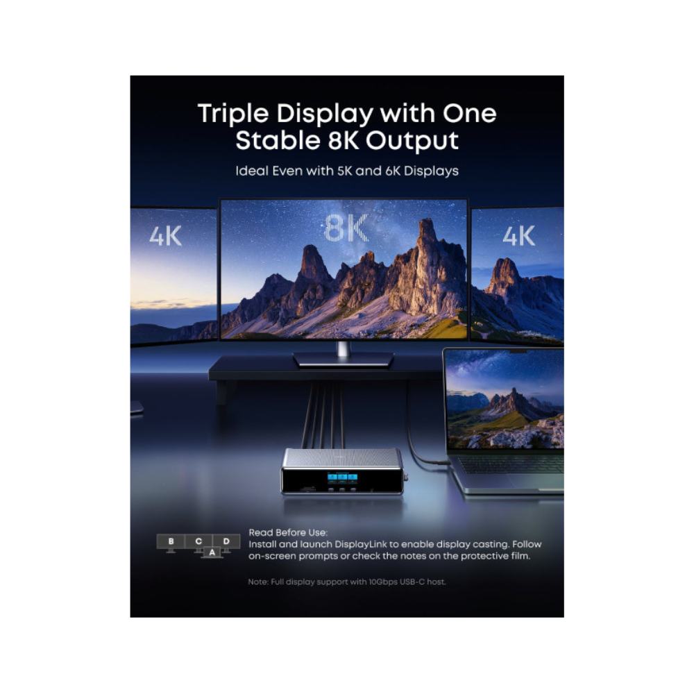 ANKER Prime Docking Stanica 140W, 14u1, Display Link, siva