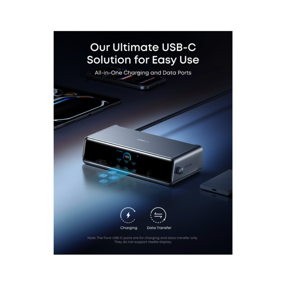 ANKER Prime Docking Stanica 140W, 14u1, Display Link, siva