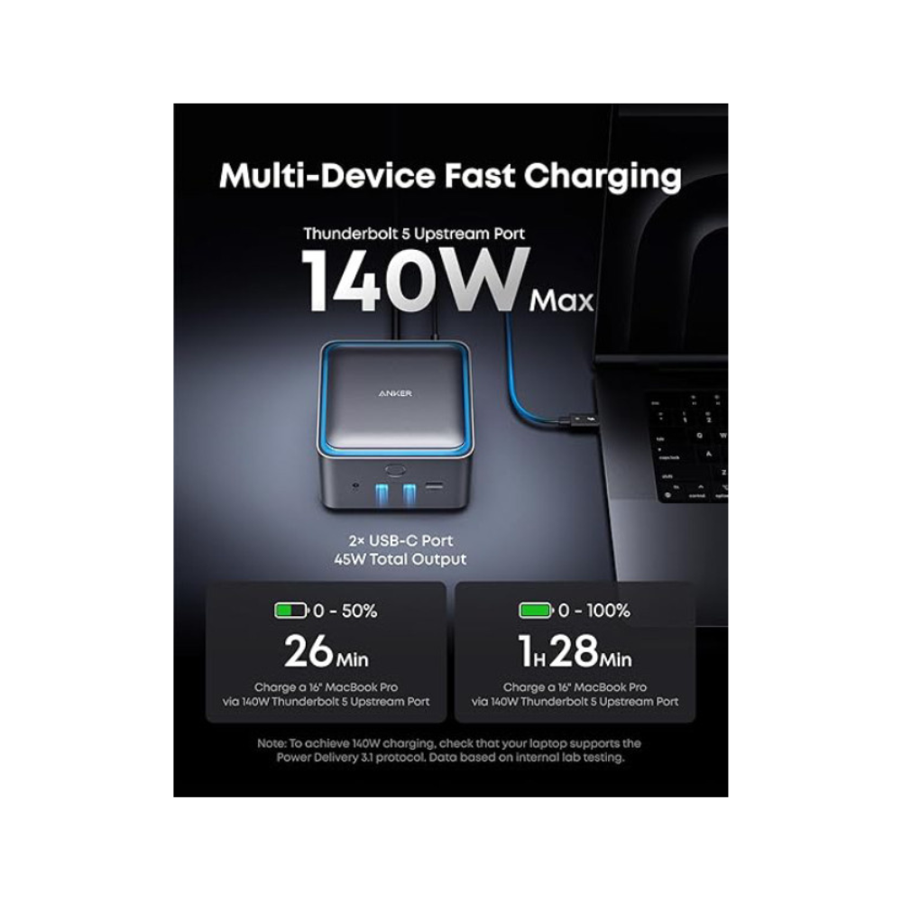 ANKER Prime Thunderbolt 5 Docking Stanica 140W, 14u1, siva