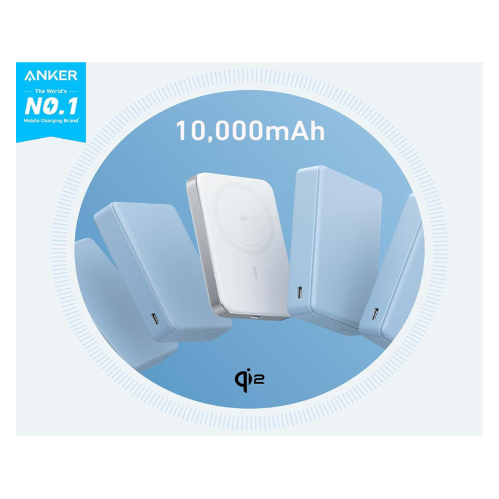 ANKER MagGo 10000mAh, 15W, magnetno bezični power bank, beli