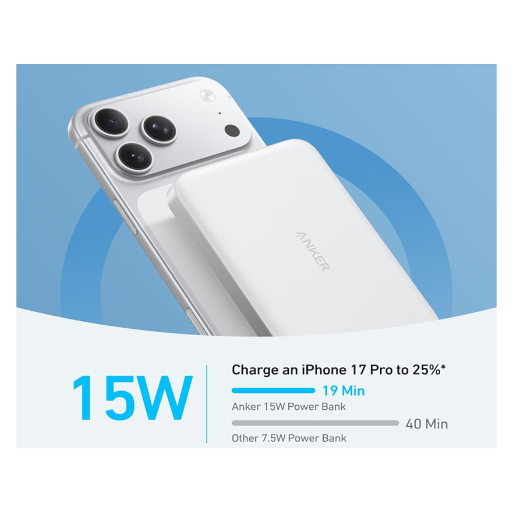 ANKER MagGo 10000mAh, 15W, magnetno bezični power bank, beli