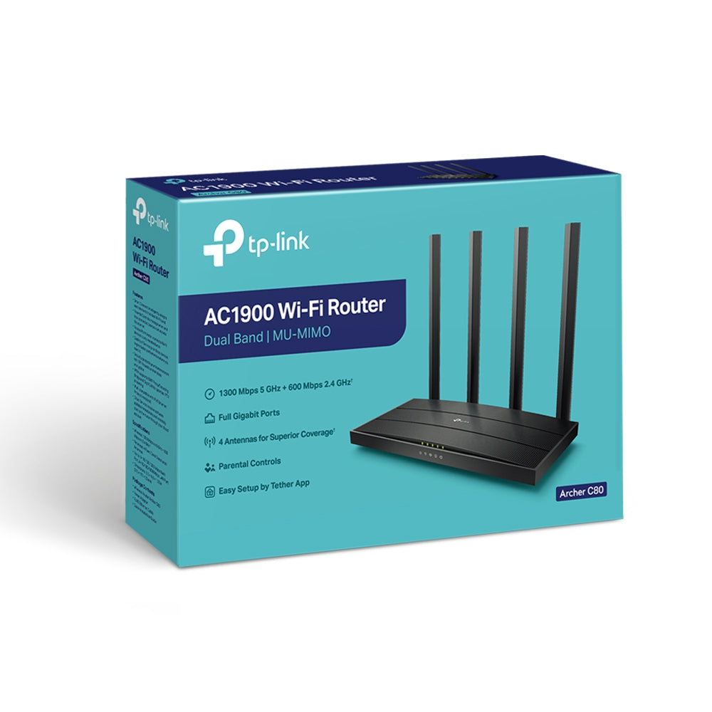 TP-Link Archer C80 wireless router Gigabit Ethernet Dual-band (2.4 GHz / 5 GHz) Black (ARCHER C80)