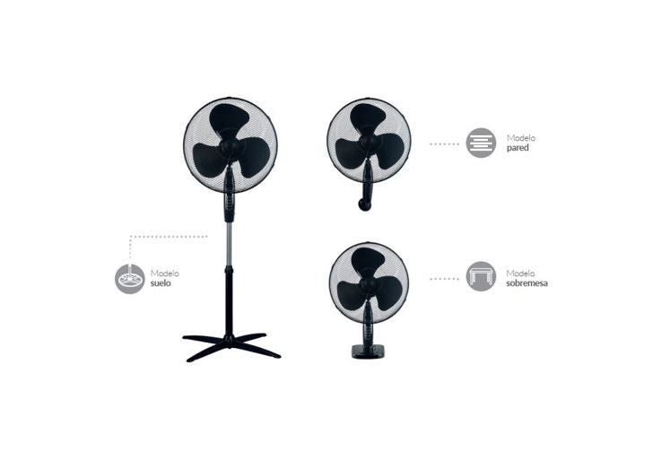 NIAROS KURELI Ventilator 3U1, PODNI, ZIDNI I STONI, PREČNIK 43CM, 45W, CRNI