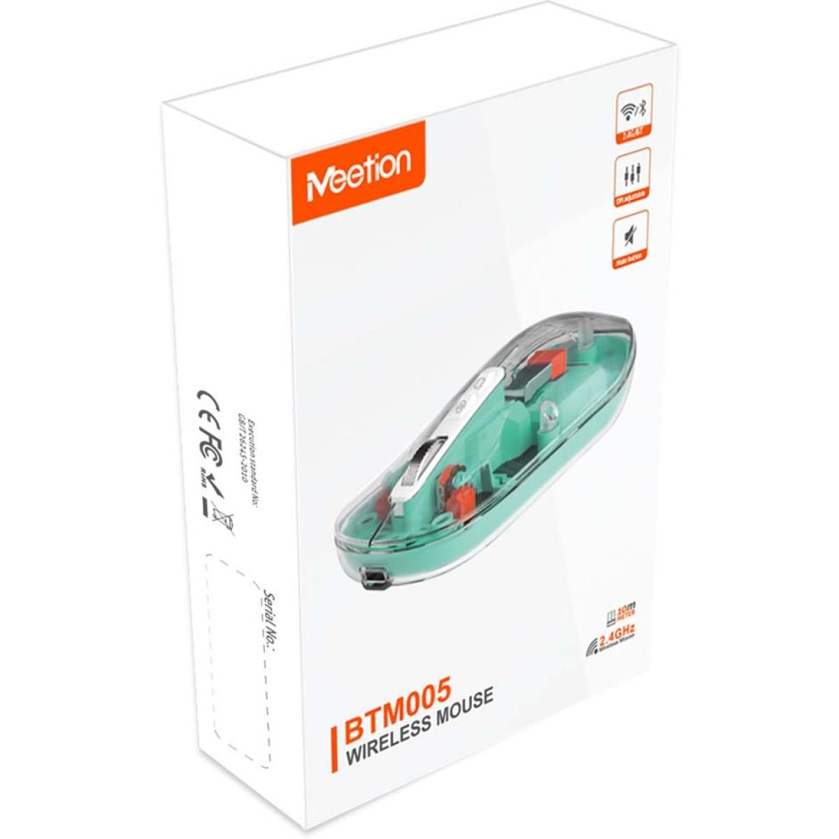 MEETION BTM005GN BEŽIČNI BT PUNJIVI Miš, 2.4GHZ, ZELENI