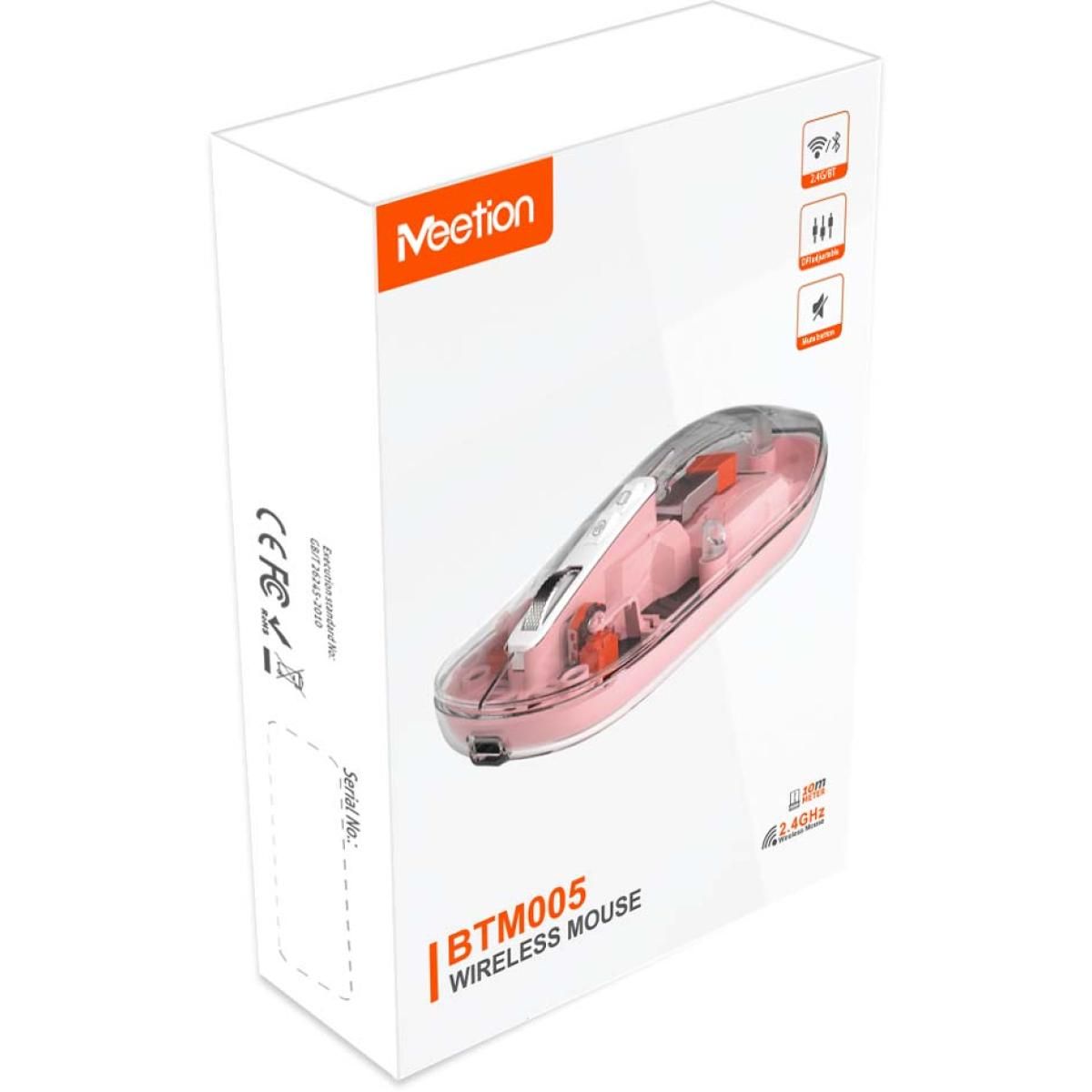 MEETION BTM005PK BEŽIČNI BT PUNJIVI Miš, 2.4GHZ, PINK