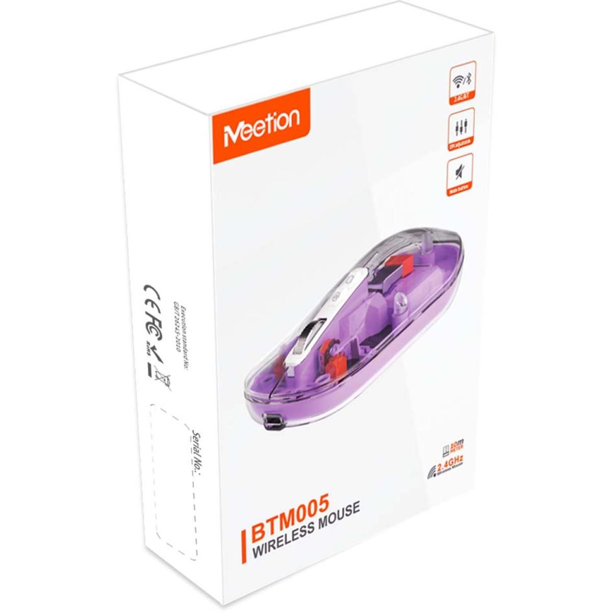 MEETION BTM005PR BEŽIČNI BT PUNJIVI Miš, 2.4GHZ, LJUBIČASTI