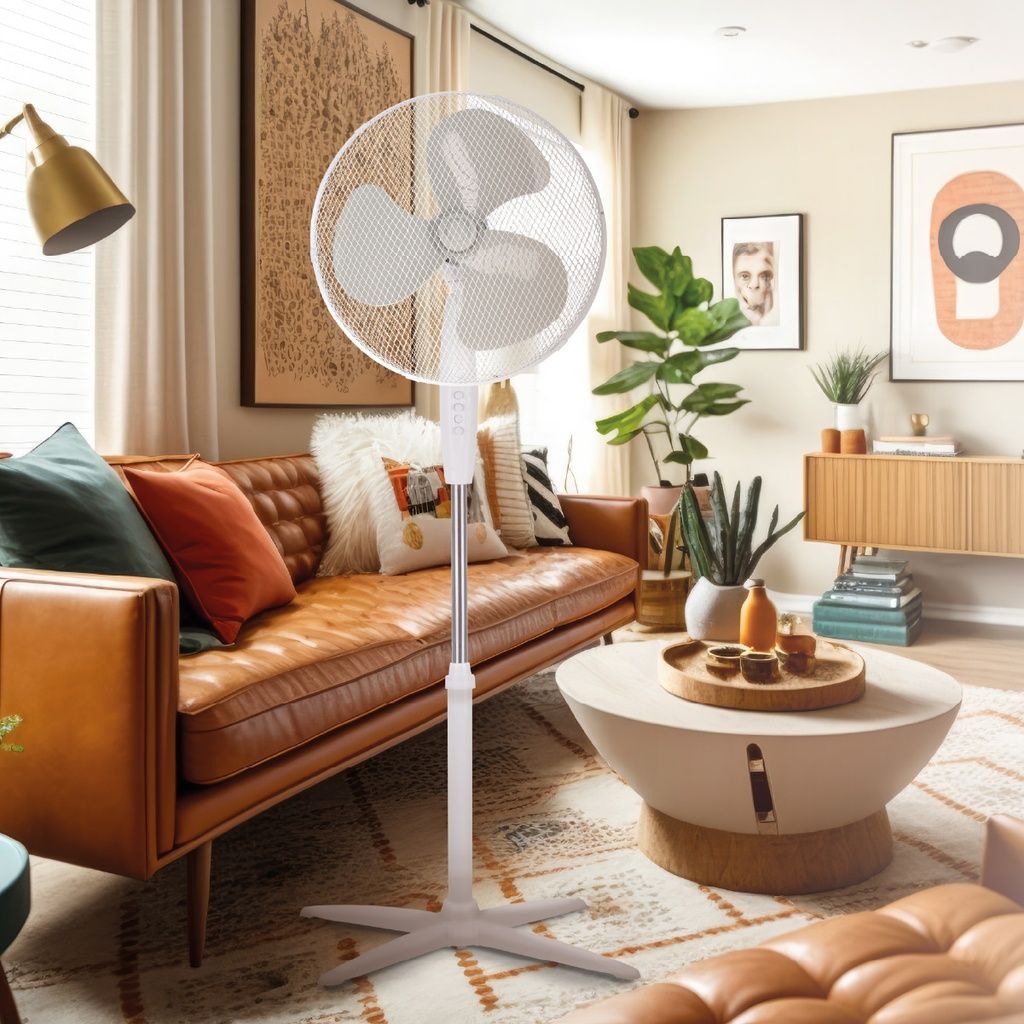 NIAROS PODNI Ventilator PREČNIKA 43CM, 45W, VISINA DO 133CM, BELI