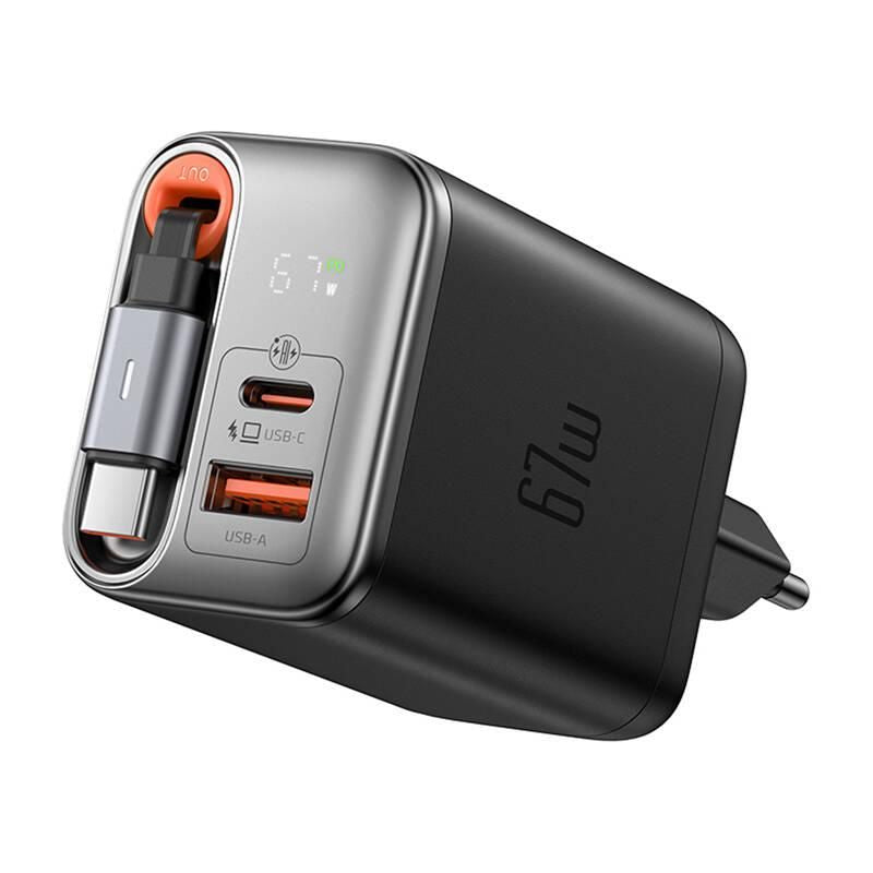 MCDODO CH-4100 ZIDNI PUNJAČ 67W 1C+1A GaN SA UGRAĐENIM KABLOM USB-C NA Izvlačenje 65cm