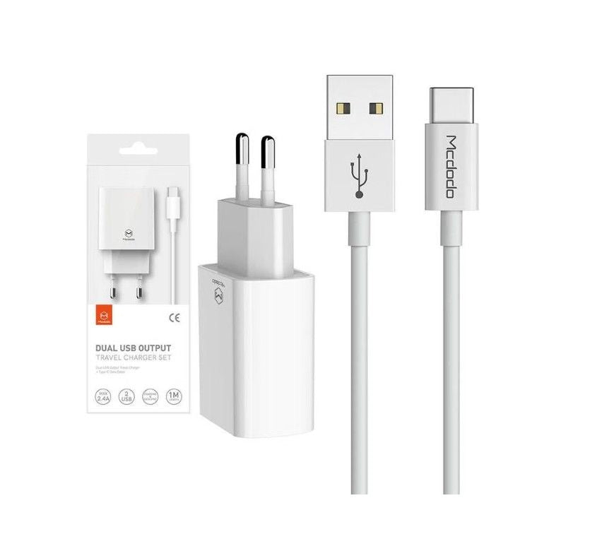 MCDODO CH-6721 SET ZIDNI Punjač USB-A x 2 + KABL TIP-C, 1m