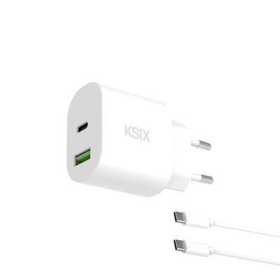 KSIX BCD30WA02 SET ZIDNI Punjač 30W USB-C+USB-A + KABL C NA C, 1M