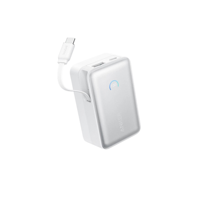 ANKER Nano 10000mAh, 45W, sa ugradjenim USB-C kablom na izvlacenje, Power Bank beli