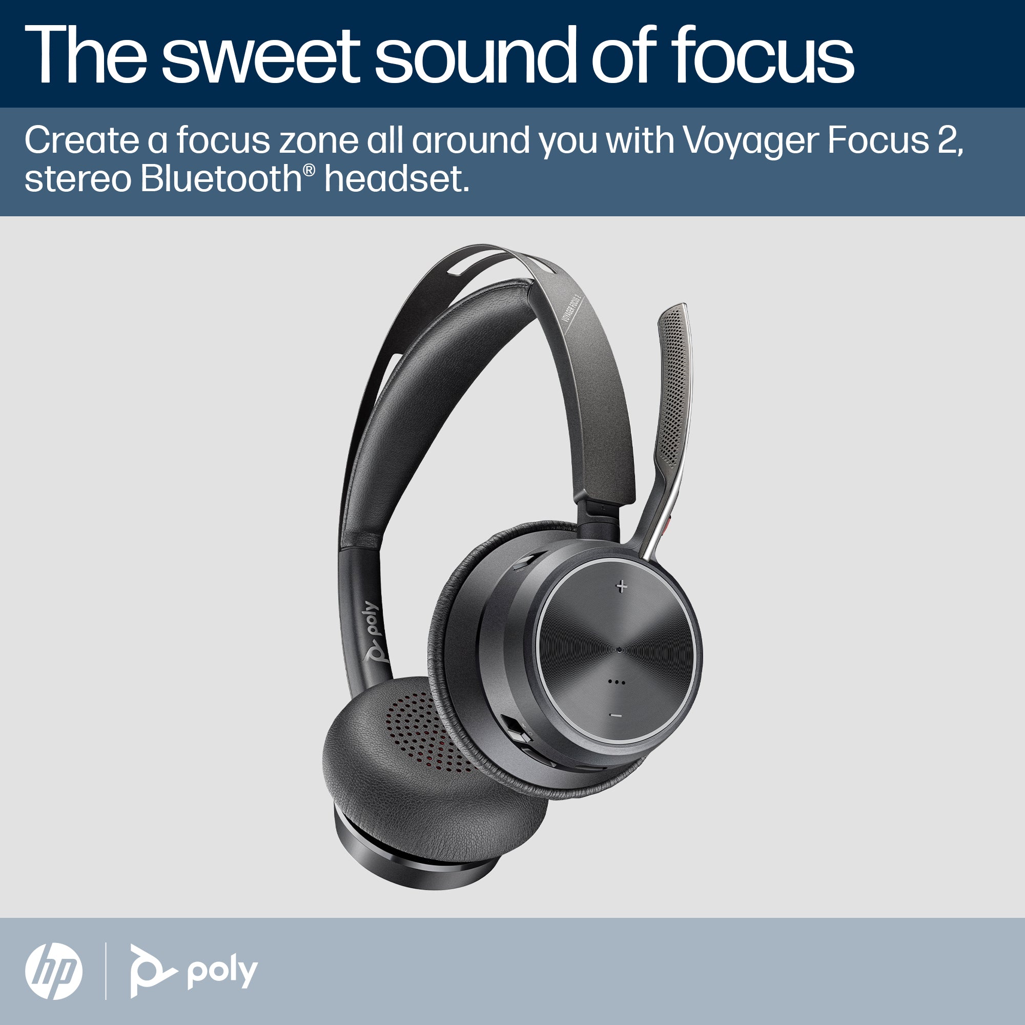 HP Poly Voyager Focus 2 Microsoft Teams Certified USB-C-C Headset +USB-C/A Adapter +Charging Stand