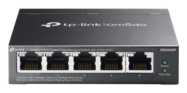 TP-Link Omada 5-Port Gigabit Easy Managed Switch with 4-Port PoE+ (ES205GP)