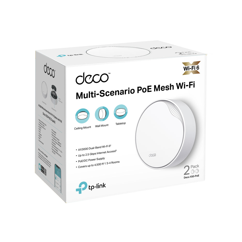 TP-Link AX3000 Whole Home Mesh Wi-Fi 6 System with PoE (DECO X50-POE(2-PACK))