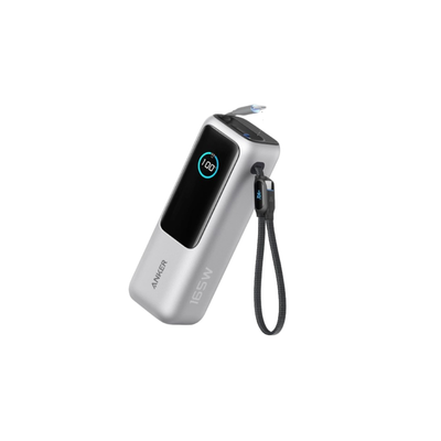ANKER 25000mAh, 165W, sa ugradjenim USB-C kablom na izvlačenje, Power Bank za laptop srebrni