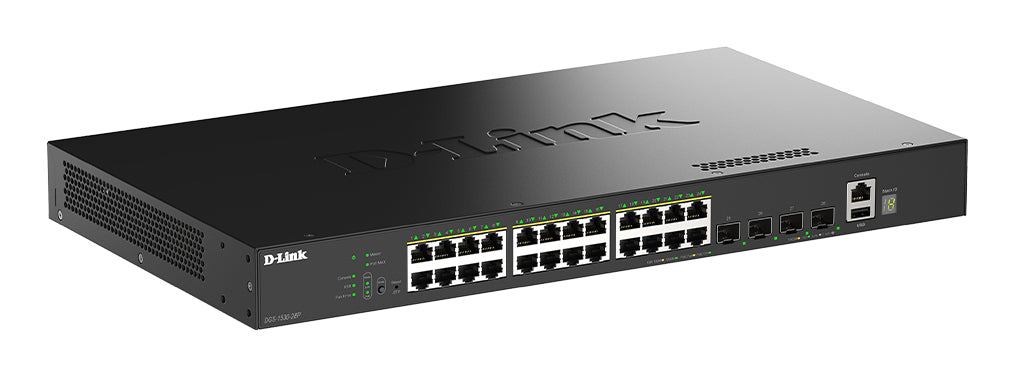 D-Link 28-Port Gigabit Stackable PoE+ Smart Managed Switch with 4 x 10G SFP+ Ports (DGS-1530-28P/E)