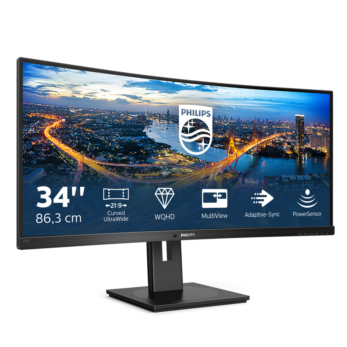 Philips B Line 345B1C/00 computer monitor 86.4 cm (34") 3440 x 1440 pixels Quad HD LCD Black