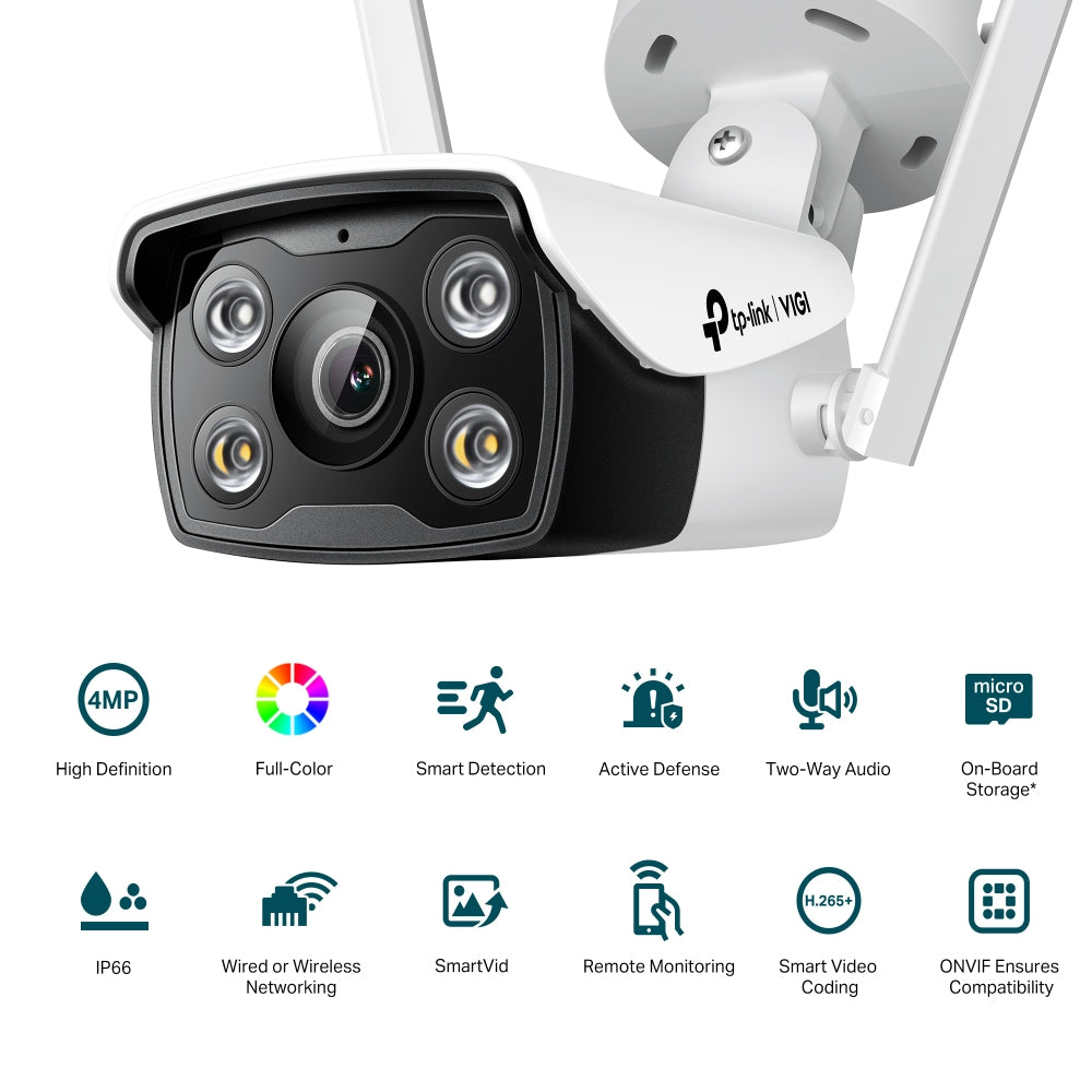TP-Link VIGI 4MP Outdoor Full-Color Wi-Fi Bullet Network Camera (VIGI C340-W(4MM))