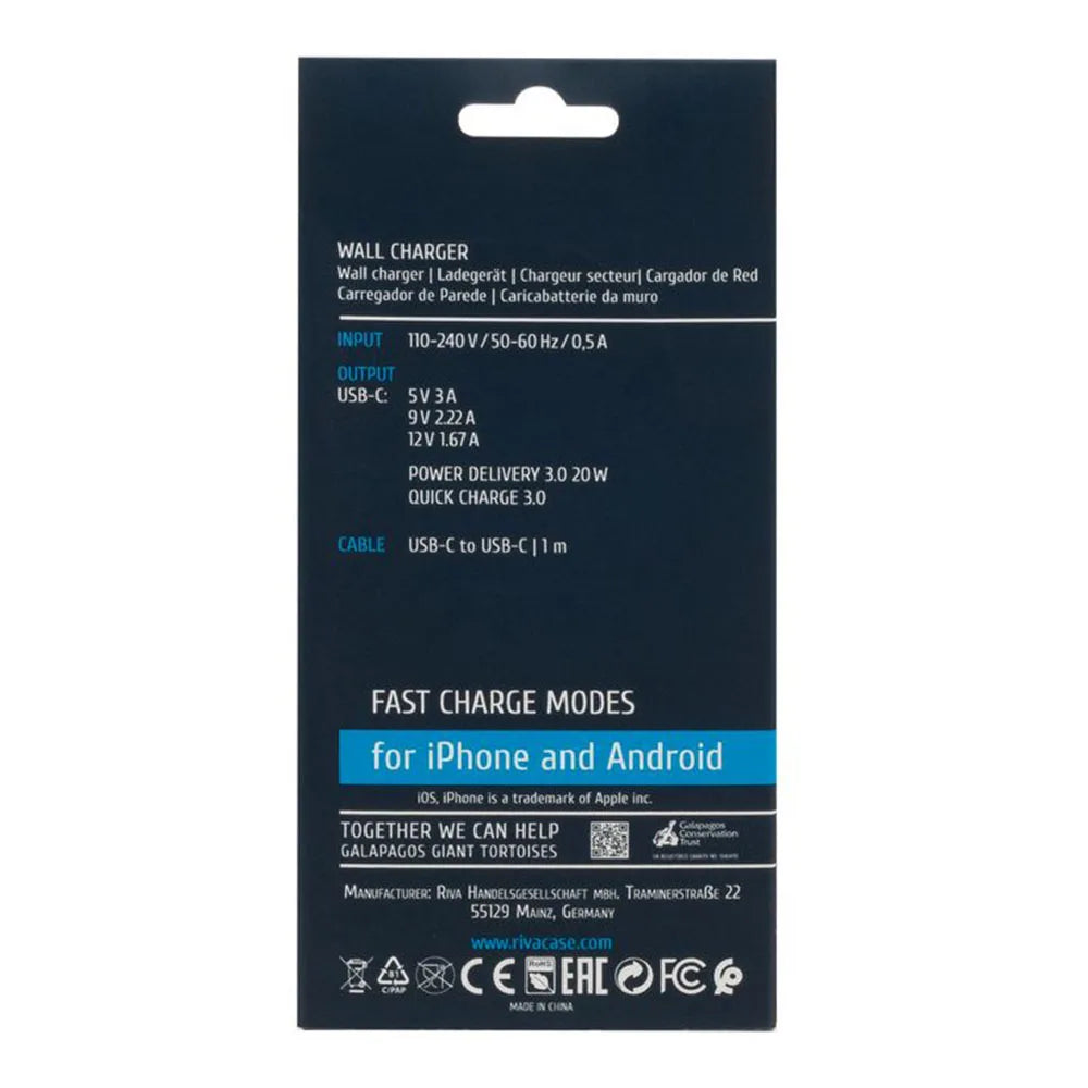 Punjač za smartphone 20W PD C + C-C kabl Rivacase PS4101 WD4 (white)