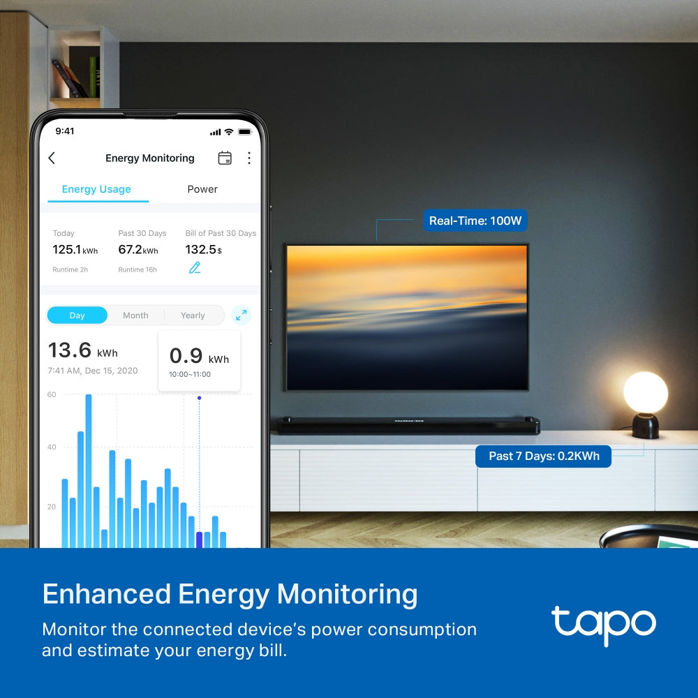 TP-Link Tapo Mini Smart Wi-Fi Socket, Energy Monitoring (TAPO P110(4-PACK))