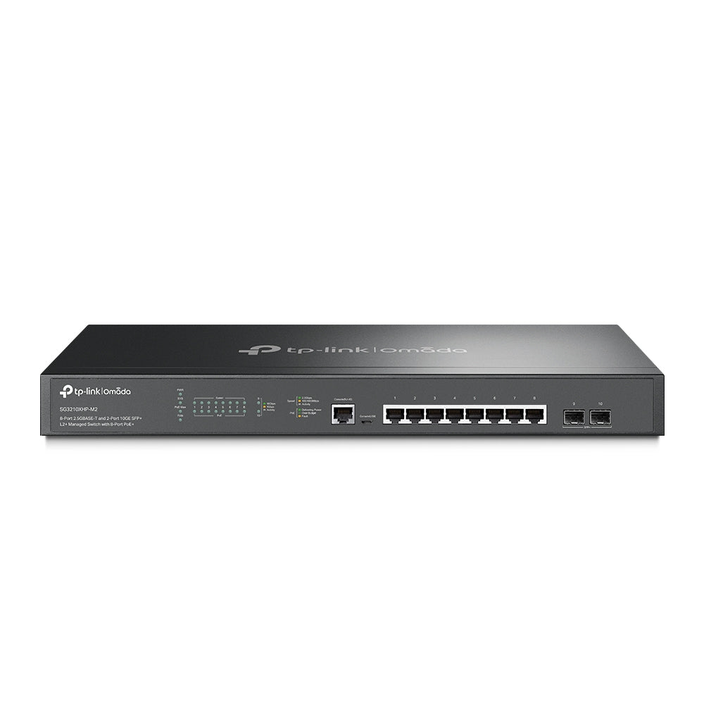 TP-Link Omada 8-Port 2.5GBASE-T and 2-Port 10GE SFP+ L2+ Managed Switch with 8-Port PoE+ (TL-SG3210XHP-M2)