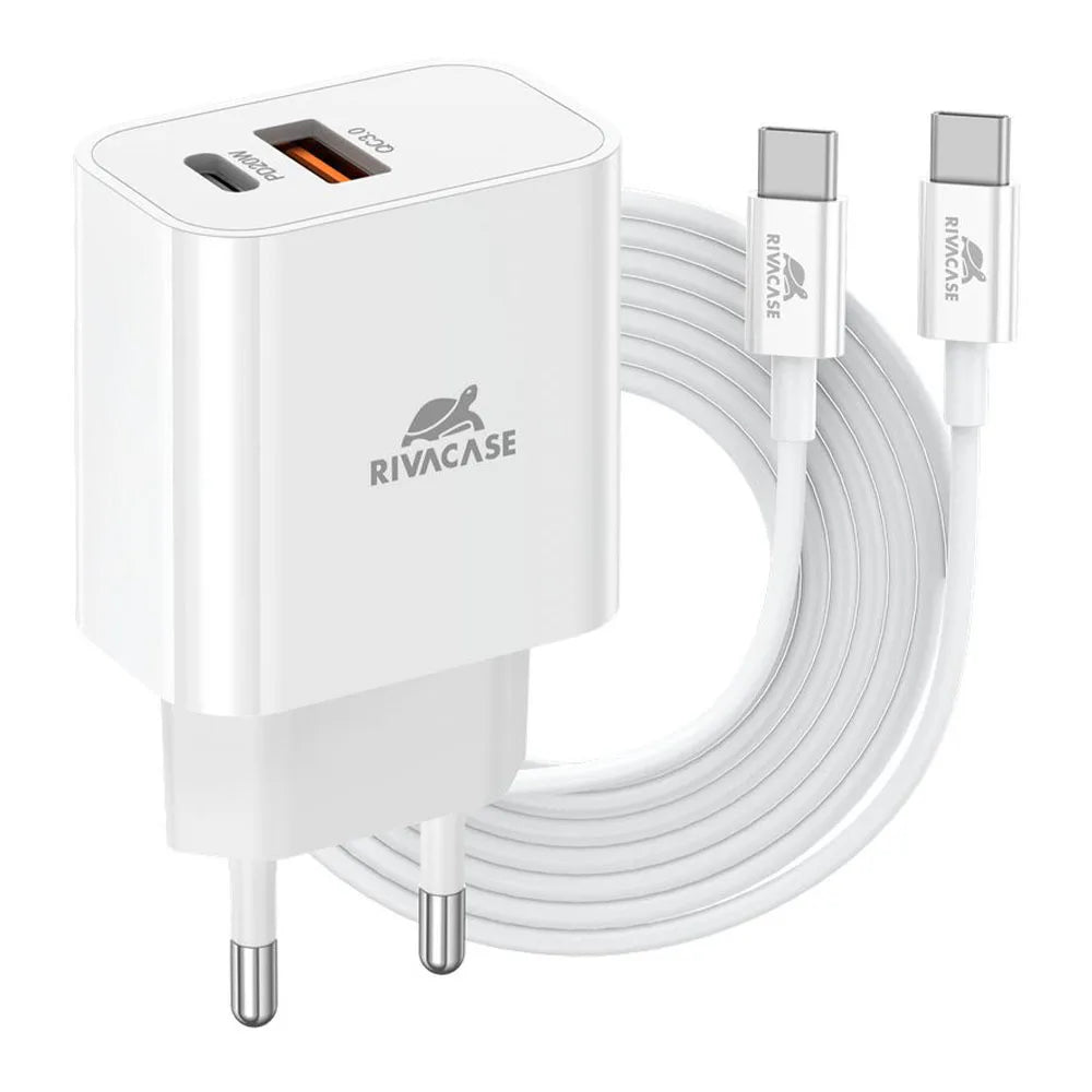 Punjač za smartphone 20W PD A+C + C-C kabl Rivacase PS4102 WD4 (white)