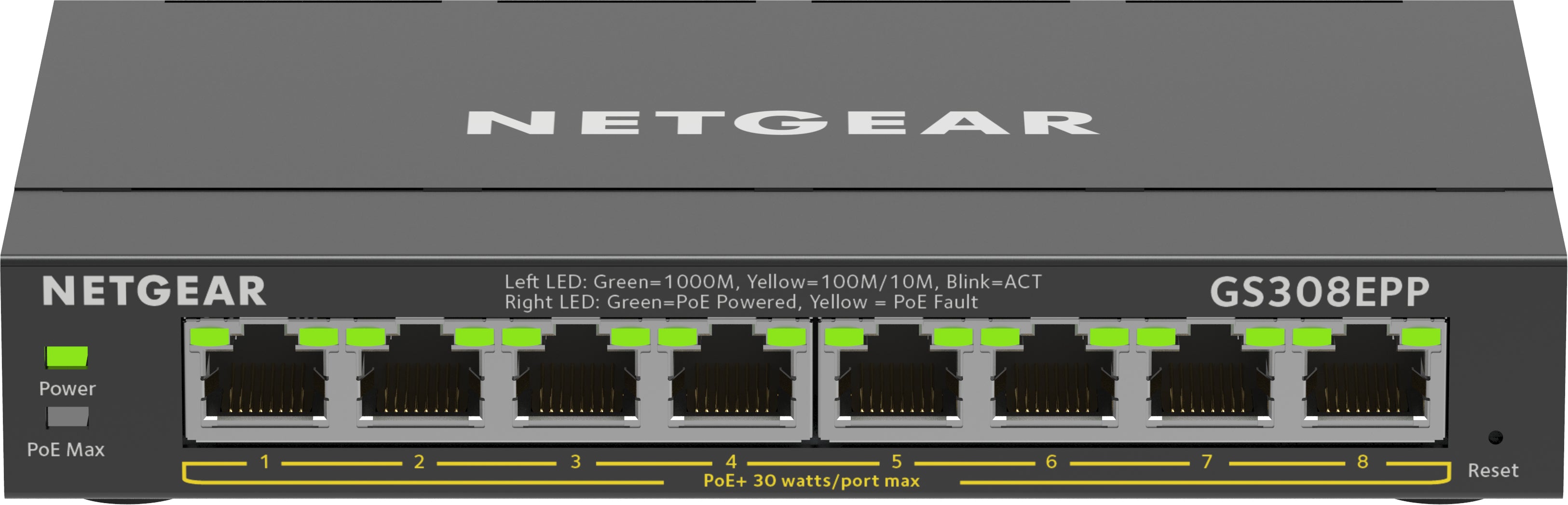 NETGEAR GS308EPP Managed L2/L3 Gigabit Ethernet (10/100/1000) Power over Ethernet (PoE) Black (GS308EPP-100PES)