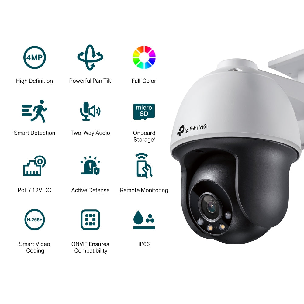 TP-Link VIGI 4MP Outdoor Full-Color Pan Tilt Network Camera (VIGI C540)