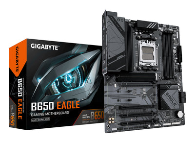 GIGABYTE B650 EAGLE Motherboard - AMD Ryzen 9000 Series CPUs, 12+2+2 Phases VRM, up to 7600MHz DDR5 (OC), 1xPCIe 5.0 + 2xPCIe 4.0 M.2, GbE LAN, USB 3.