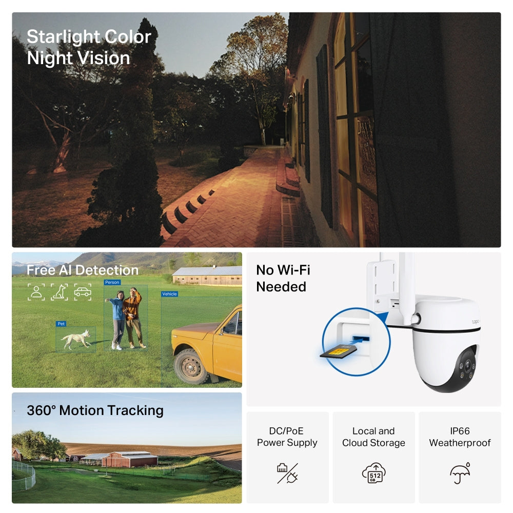 TP-Link Outdoor Pan/Tilt 4G LTE Camera (TAPO C501GW)