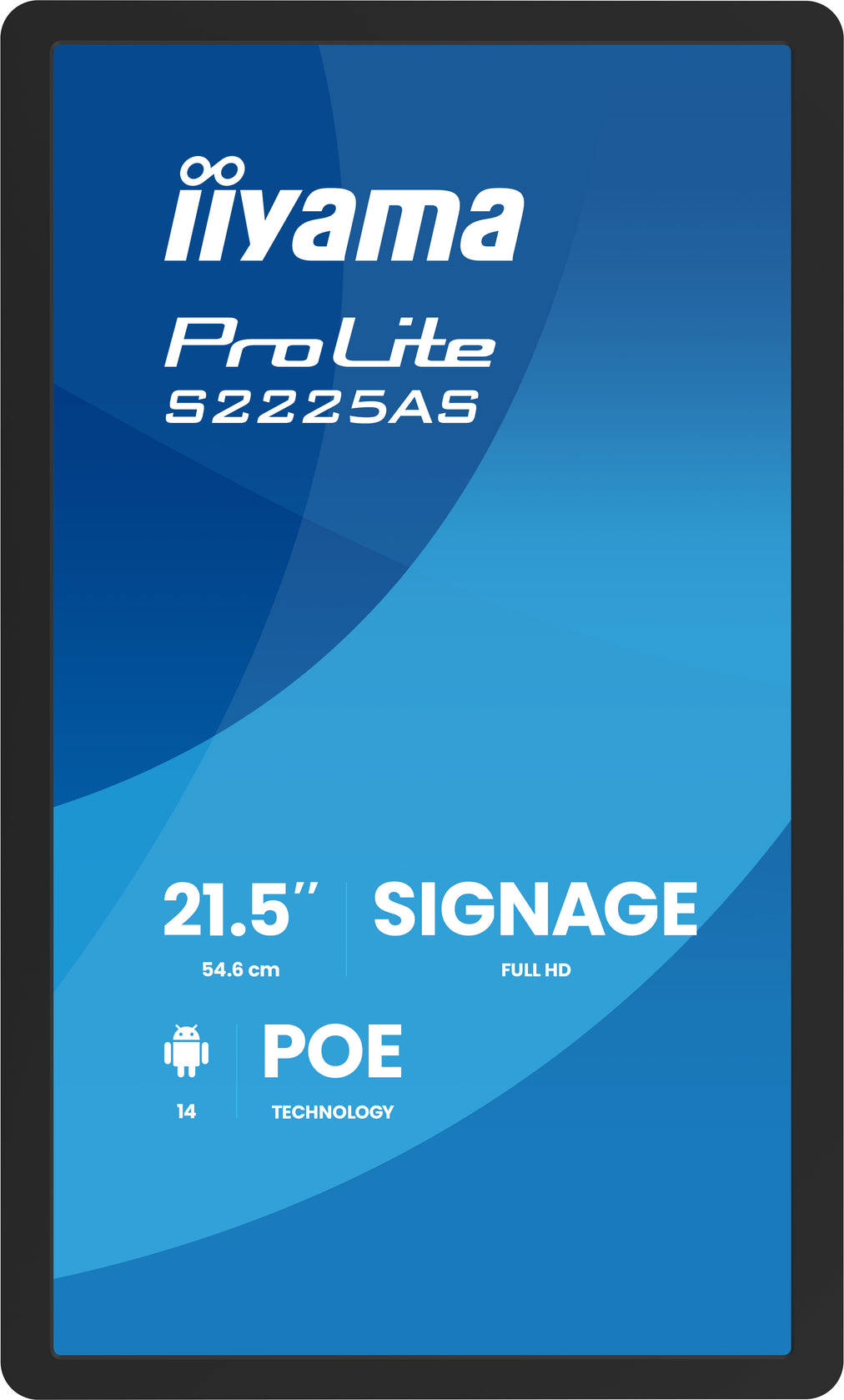 iiyama ProLite S2225AS-B1P Digital signage flat panel 54.6 cm (21.5") LCD Wi-Fi 500 cd/m² Full HD Black Built-in processor Android 24/7