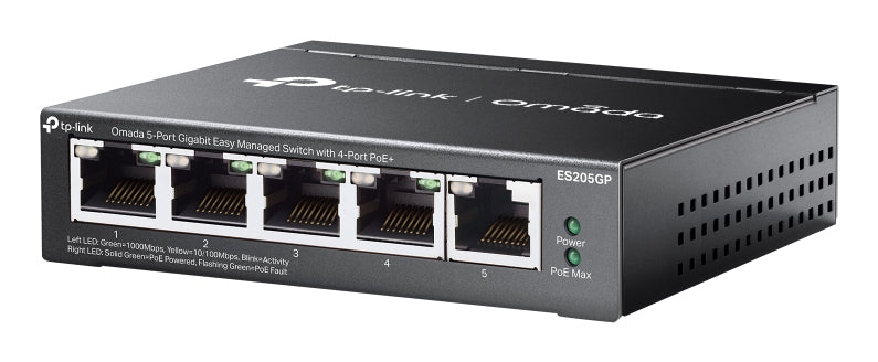 TP-Link Omada 5-Port Gigabit Easy Managed Switch with 4-Port PoE+ (ES205GP)