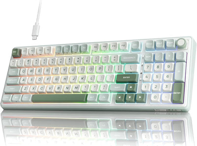 Royal Kludge RK R98 Pro Žična Mehanička Tastatura 96% RGB Hot-Swap Sky Cyan, Cream Prekidač