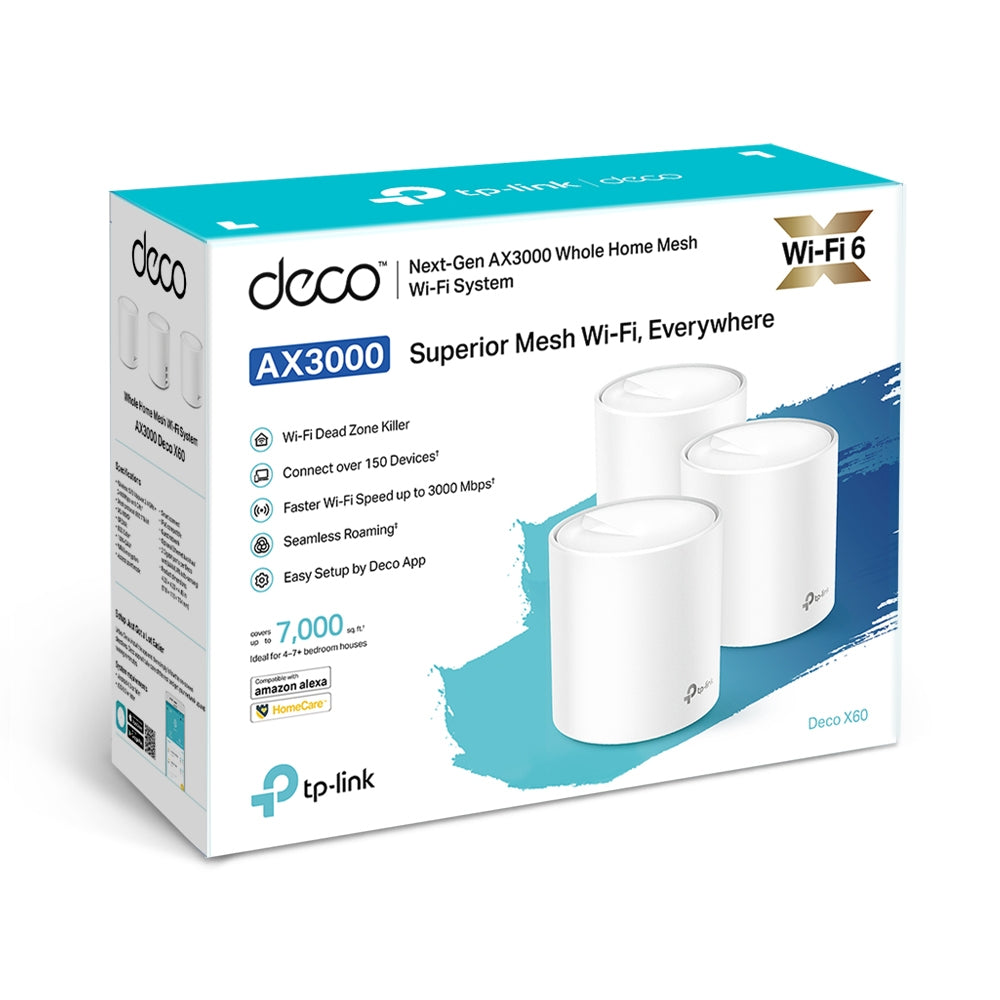 TP-Link AX3000 Whole Home Mesh Wi-Fi System, 3-Pack (DECO X60(3-PACK) V1)