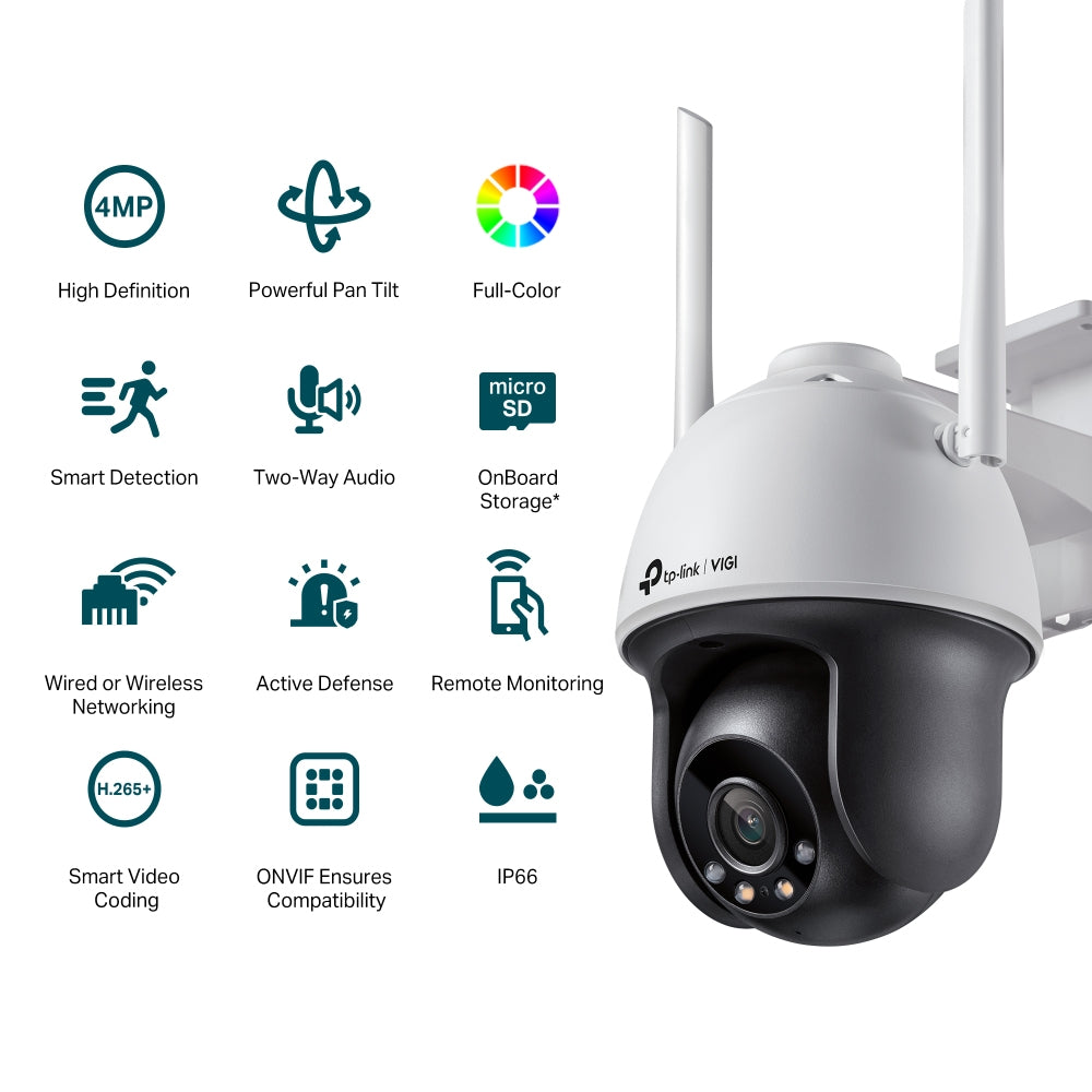 TP-Link VIGI 4MP Outdoor Full-Color Wi-Fi Pan Tilt Network Camera (VIGI C540-W(4MM))