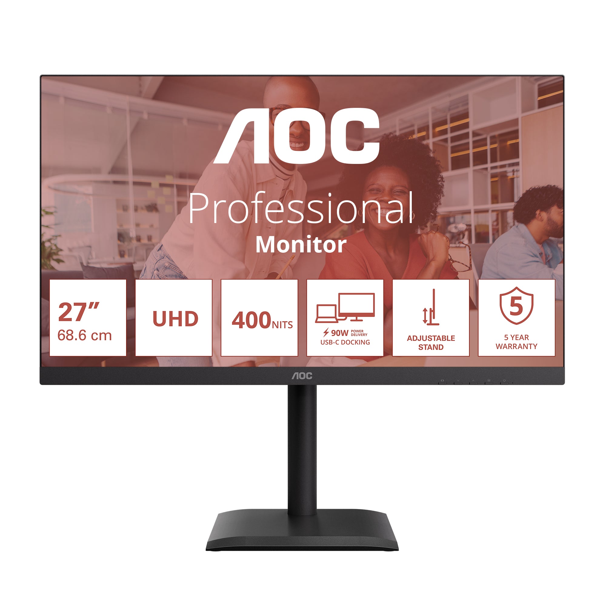 AOC E4 U27E4CV computer monitor 68.6 cm (27") 3840 x 2160 pixels 4K Ultra HD LED Black