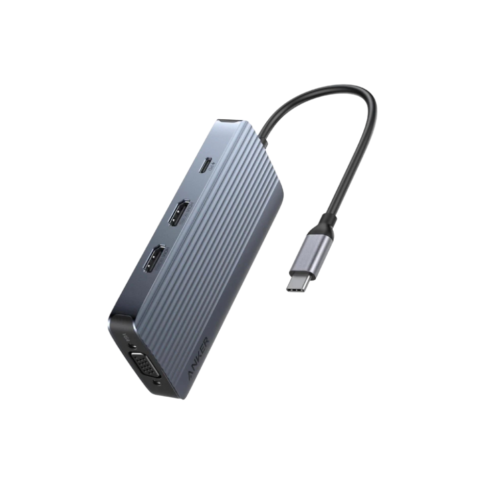 ANKER USB-C Data Hub, 8u1, Triple Display, PD 85W doking stanica siva