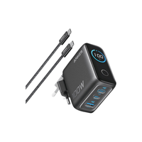 ANKER 100W GaN zidni brzi punjač, 3-porta (2x USB-C i 1x USB-A) sa USB-C M/M pletenim kablom, tamno sivi
