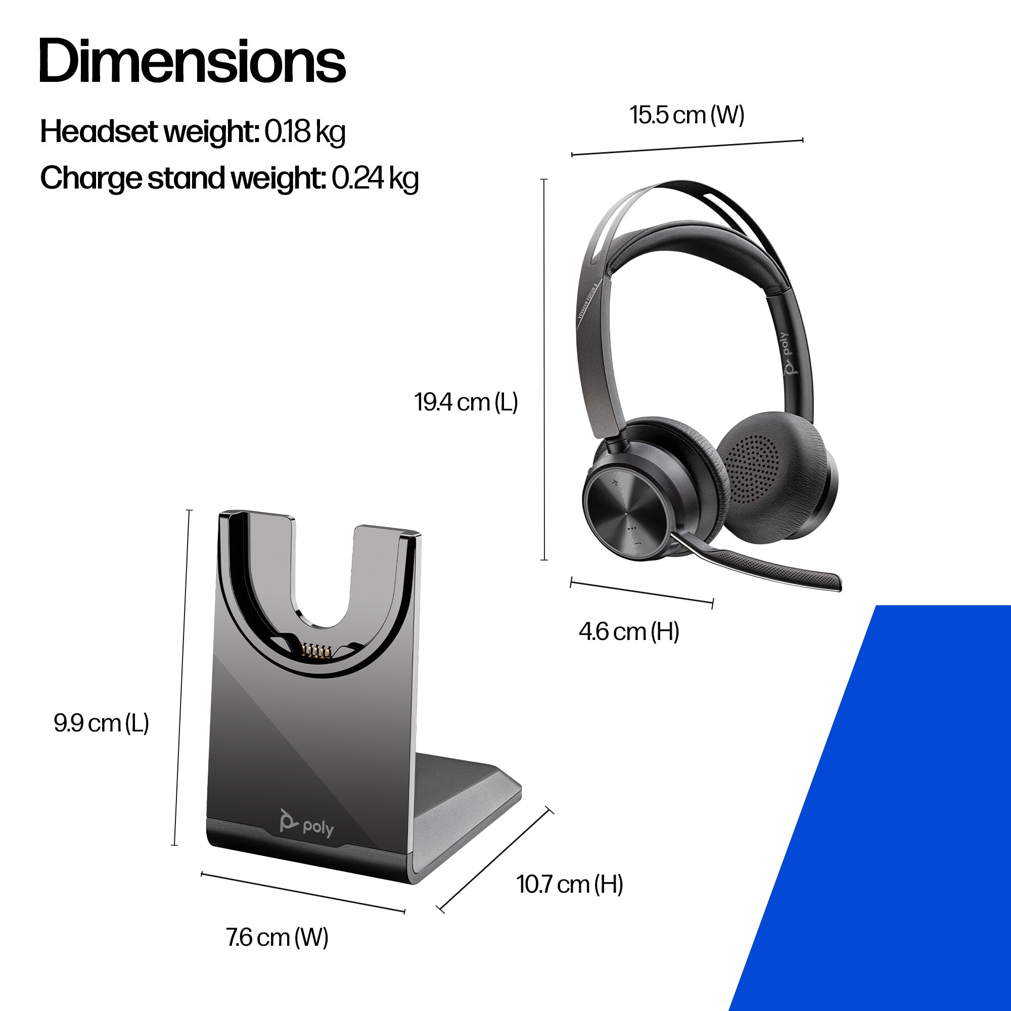 HP Poly Voyager Focus 2 USB-C-C Headset +USB-C/A Adapter +Charging Stand (9T9J5AA)