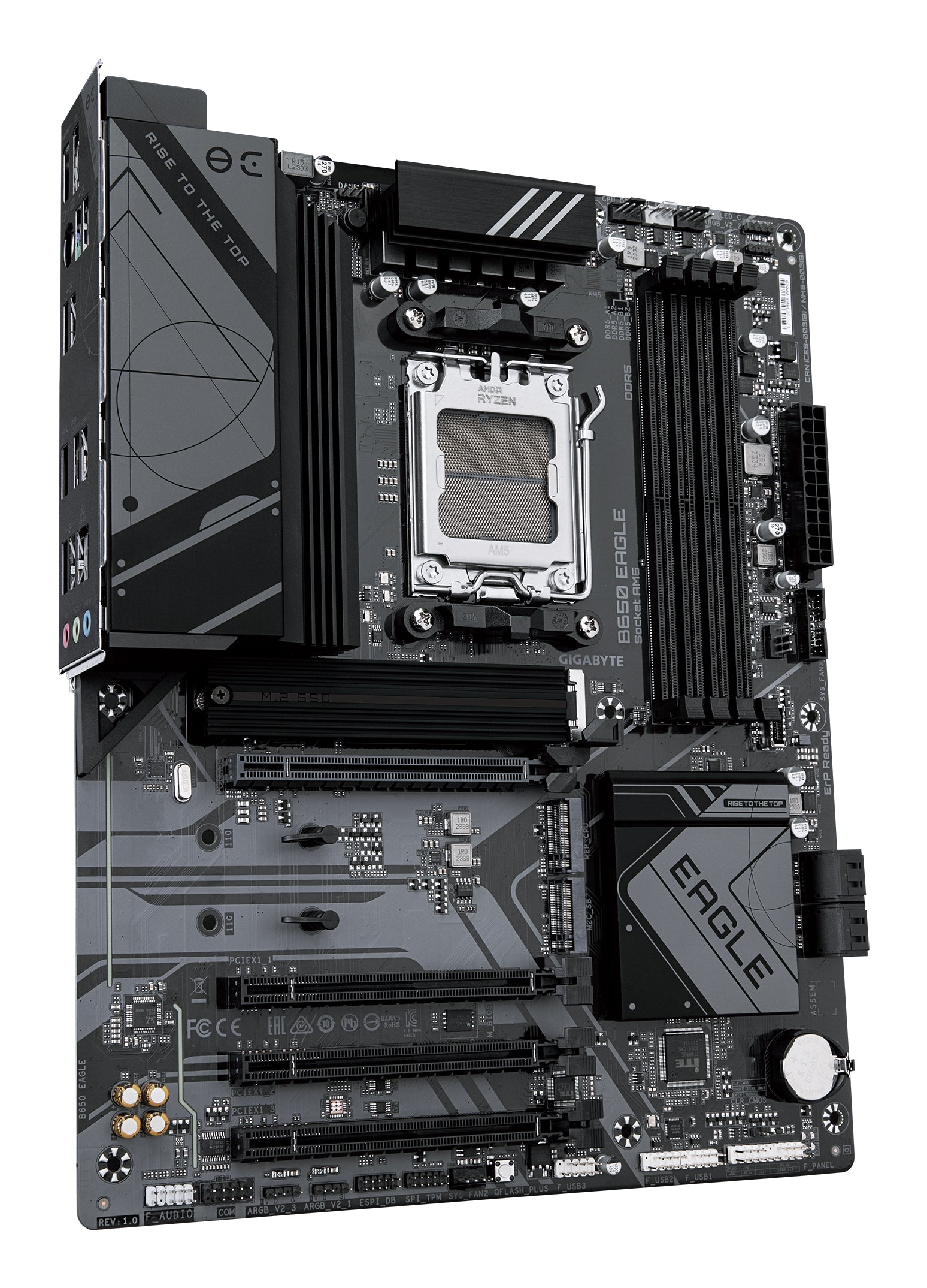 GIGABYTE B650 EAGLE Motherboard - AMD Ryzen 9000 Series CPUs, 12+2+2 Phases VRM, up to 7600MHz DDR5 (OC), 1xPCIe 5.0 + 2xPCIe 4.0 M.2, GbE LAN, USB 3.