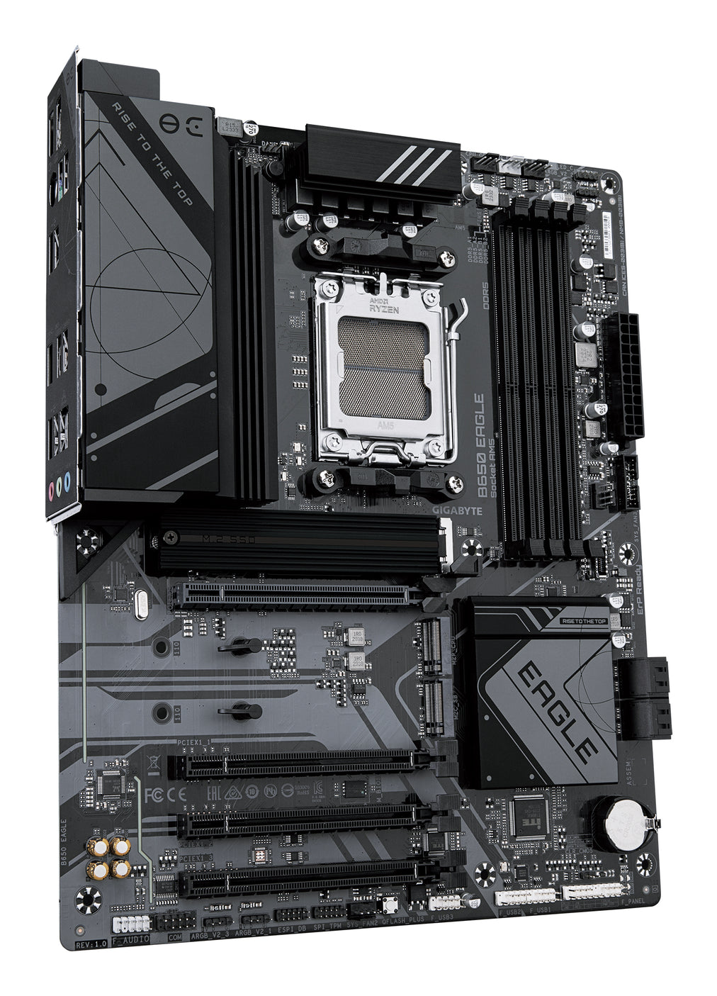 GIGABYTE B650 EAGLE Motherboard - AMD Ryzen 9000 Series CPUs, 12+2+2 Phases VRM, up to 7600MHz DDR5 (OC), 1xPCIe 5.0 + 2xPCIe 4.0 M.2, GbE LAN, USB 3.