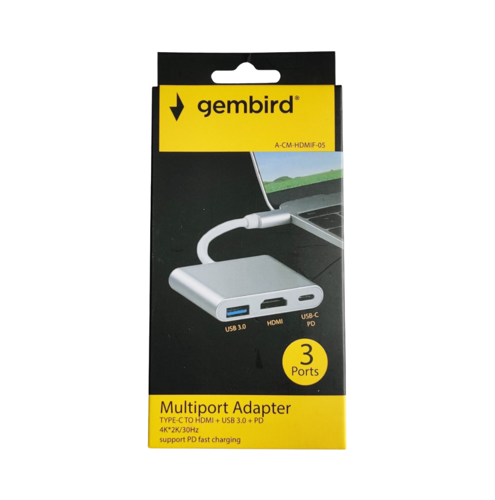 Gembird TYPE-C TO HDMI + USB3.0 + PD ALUMINIUM A-CM-HDMIF-05