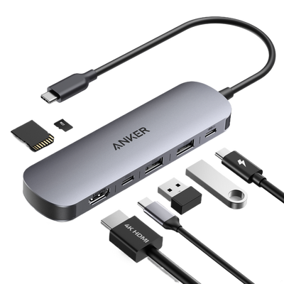 ANKER Nano USB-C Hub 7u1, sivi
