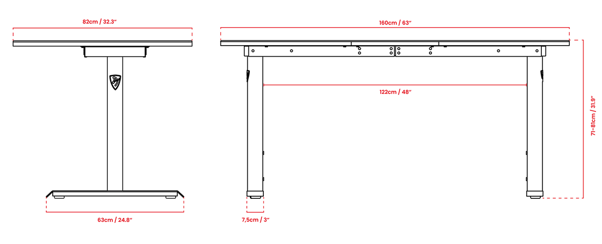 Arozzi Arena Gaming Desk - Pure Black