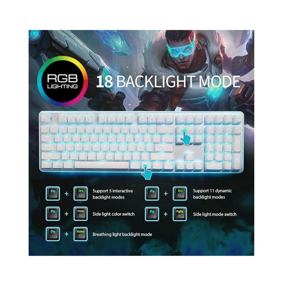 RK ROYAL KLUDGE RK918 RGB gejmerska tastatura sa Rgb underglow rasvetom - Crveni Prekidač Bela